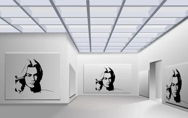 Museum gallery crating render